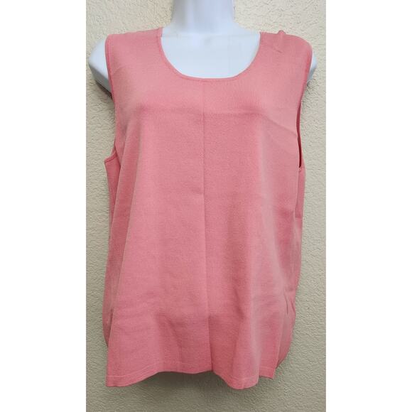 Draper's & Damon's Pink Salmon Round Neck Sleeveless Top Large Lightweight Soft - Picture 1 of 3